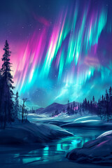 Fototapeta premium northern lights comic design background