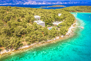 Scenic view at tourist resort Vrboska in Croatia, Island Hvar landscape
