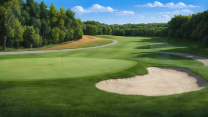 Obraz premium Pristine Golf Course: Nature and Sport in Harmony