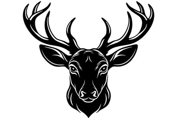 isolated black silhouette of a deer head collection, Set of deer silhouette vector. Deer Silhouette, Deer Head
