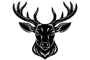 isolated black silhouette of a deer head collection, Set of deer silhouette vector. Deer Silhouette, Deer Head
