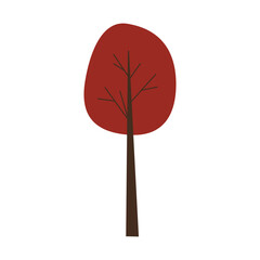 Colorful autumn trees. Cartoon yellow orange fall tree and autumnal garden bush icon with fall season gold leaves for city park and forest landscape background vector isolated symbol Eps 10