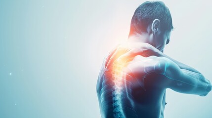 Intense Shoulder Inflammation: Hyper Realistic Digital Image of Man in Pain with Copy Space for Medical Concepts and Health Issues
