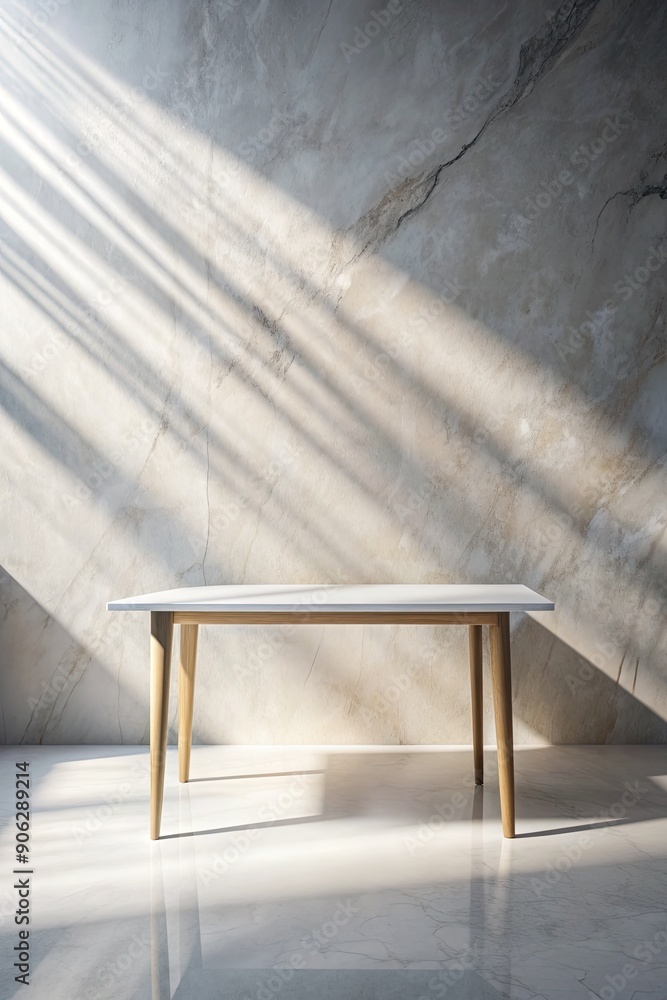 Sticker Minimalist table with long shadows on the wall.