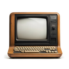 Old vintage monitor screen Mockup with empty display isolated on white background