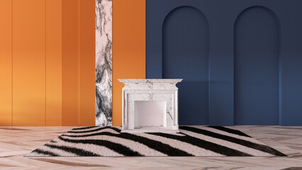 Room interior with Wall Background. 3D rendering ,3D illustration	
