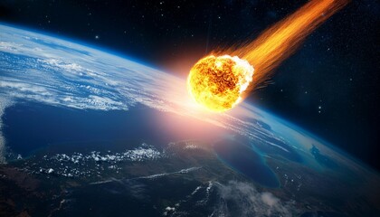 fireball coming from space hitting the planet earth