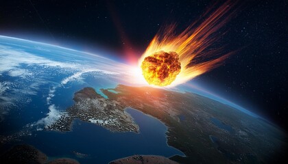 fireball coming from space hitting the planet earth