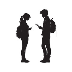 Students silhouette vector with white Background