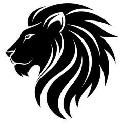 Lion head vector silhouette, Lion head icon, Lion Svg
