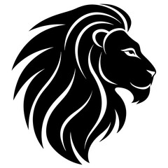 Lion head vector silhouette, Lion head icon, Lion Svg
