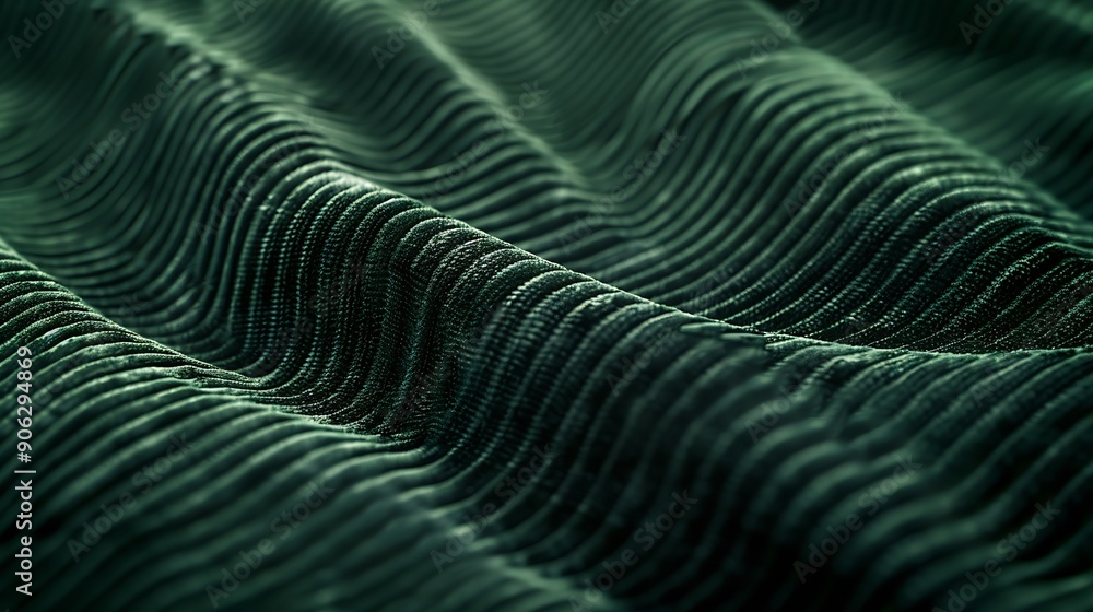 Aufkleber dark green corduroy fabric texture used as background emerald color panne fabric background of soft 