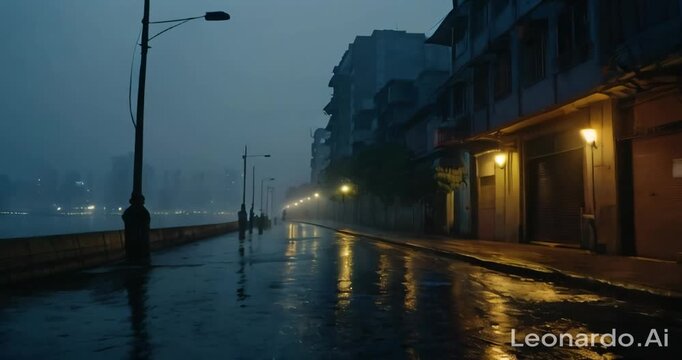 night at the city canal