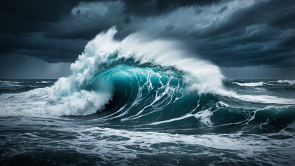 Fototapeta premium A stormy sky over a wavy sea