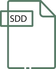 SDD File format minimal icon with black outline