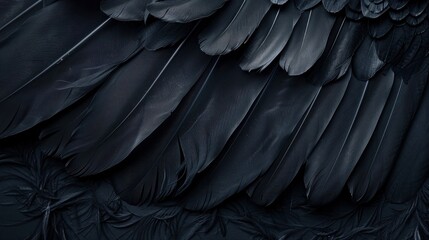 Black Raven Feathers Close Up