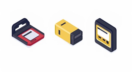 Fototapeta premium SD Card and Flashcard Icons on a White Background