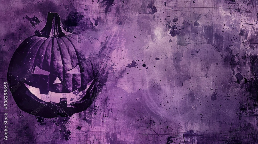 Poster grim halloween poster with violet distressed texture and space for text or image