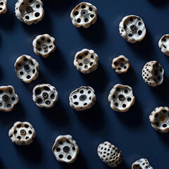 Textured Lotus Seeds on Dark Gradient