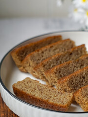 Slices of banana cake in a white plate