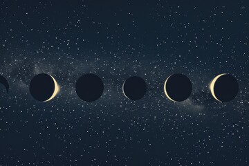 Phases of moon in night sky