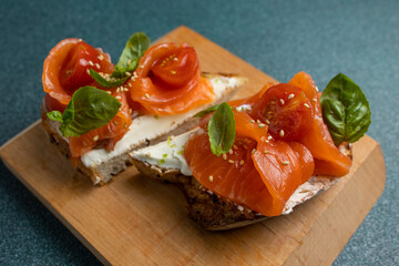 bruschetta with salted salmon and cream cheese