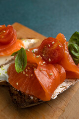 bruschetta with salted salmon and cream cheese