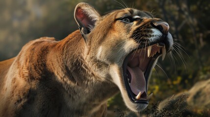 Closeup of a Roaring Cougar