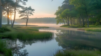 Obraz premium sunrise over the river