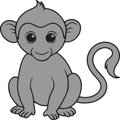 Monkey vector art illustration with a white background