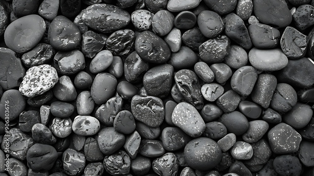Poster small stone texture for background gravel texture surface of small pebble stone black and white : ge