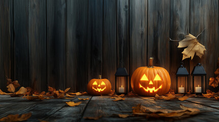 Obraz premium halloween pumpkin on a wooden background