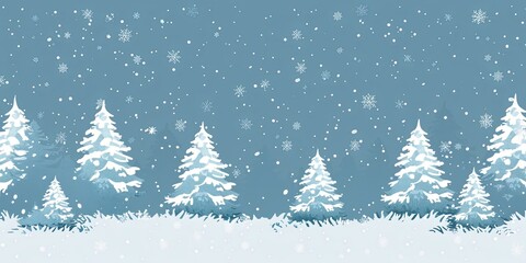 Tranquil Winter Wonderland Snow Covered Pines and Serene Sky
