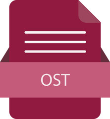 Fototapeta premium OST file icon with color and rounded corners and folded doc