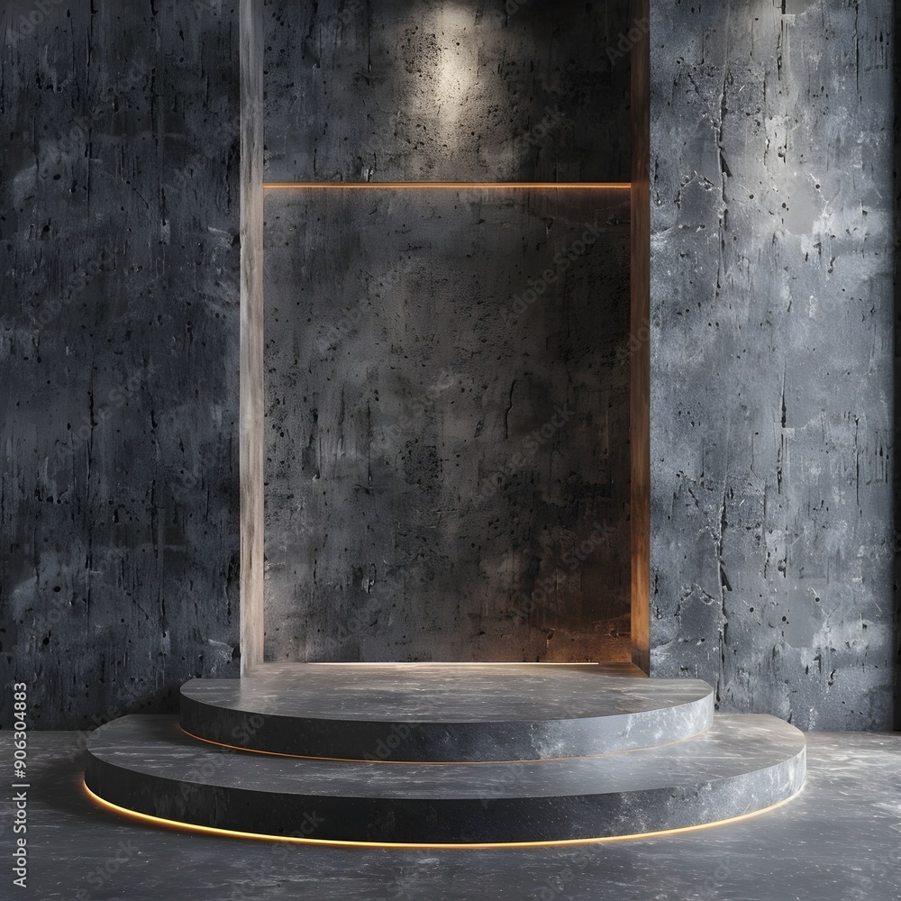 Poster textured gray concrete backdrop for modern product presentation concept with copy space long title t