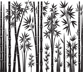 Bamboo plant silhouette vector illustration isolated on a white background