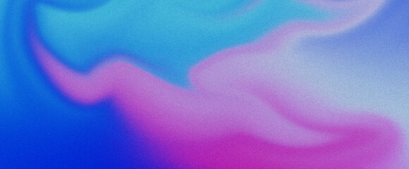 Abstract vibrant color flow wave grainy gradient background pink blue purple noise texture summer banner poster header design