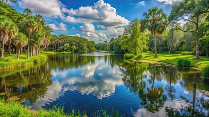 Lush greenery and serene lakes in the scenic Flatwood wild park in Tampa, Florida, wildlife, nature, Florida, park, Flatwood