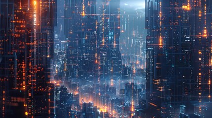 Cyberpunk Cityscape with Glowing Lights