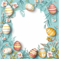 Soft Pastel Color Background with Easter Egg Frame