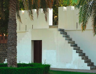 White Watchtower Palm Trees Staircase Side View