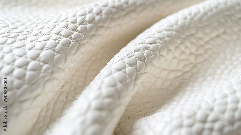 Poster Closeup artificial leather white colour for texture background  top view : Generative AI