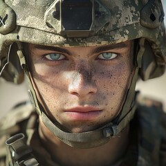 Futuristic Soldier: Courageous Young Character Created with AI