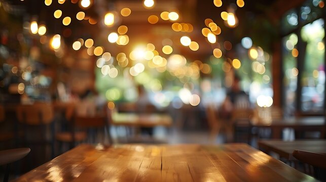Blur Thai style interior restaurantBackground blurred couter coffee bar Resturant cafe cafe blurred background with bokeh : Generative AI