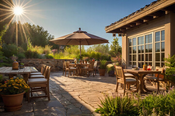 outdoor cafe in the garden