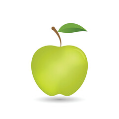 Green apple fruit with leaf flat vector icon, Fresh Fruit, Fresh granny smith apple food apps and web