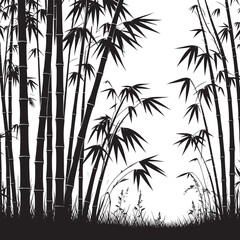 Naklejka premium Bamboo plant silhouette vector illustration isolated on a white background