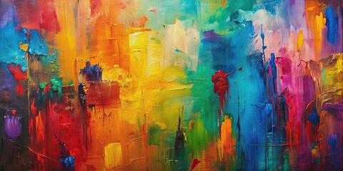 Fototapeta premium Abstract painting with vibrant colors, thick brush strokes, and lots of texture , vibrant, abstract, painting, art