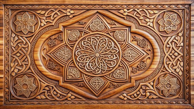 Ornamental islamic art characters engraved on wood with Quran script Ayet el kursi , islamic, ornament, arabesque