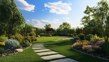 lanscape at outdoor, 3d ilustration